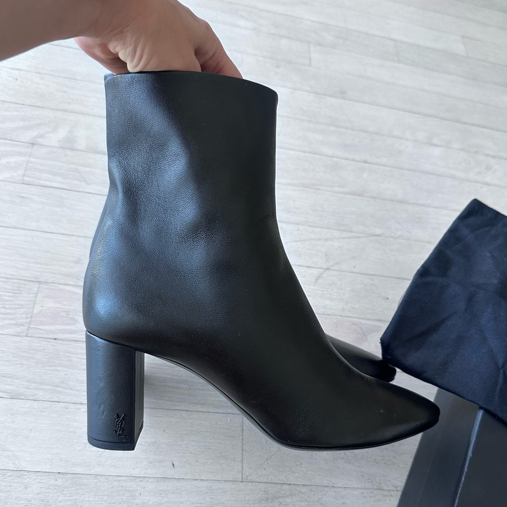 NEW! Authentic SAINT LAURENT LOU LOU 70 boots sz 40/10 YSL heel logo